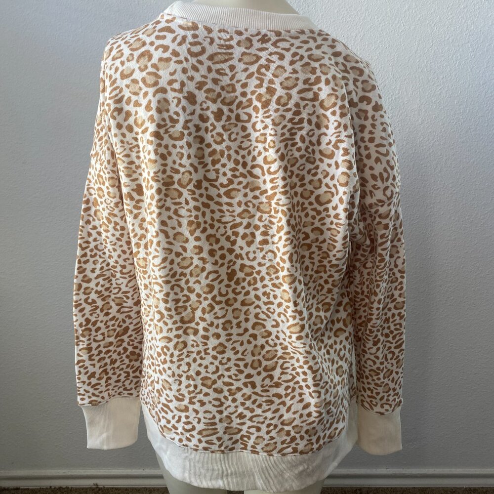 Time and Tru Womens Pullover Sweatshirt Size M 8-10 Ivory Beige Cheetah Print - Picture 3 of 3